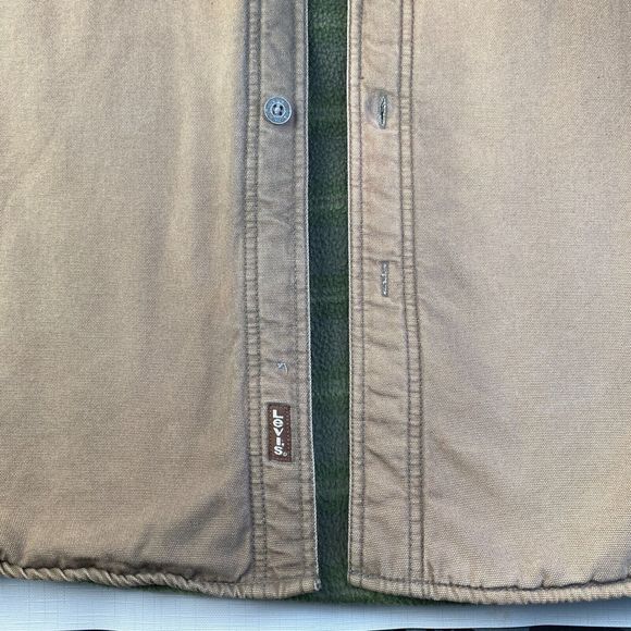 LEVI'S Flannel Fleece Lined WORK WEAR SHIRT! FADED BROWN Long Sleeve Sz XL - Picture 5 of 16